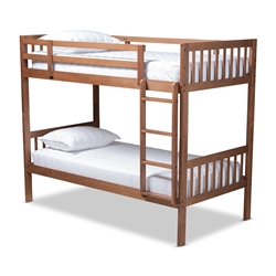 Baxton Studio Jude Modern and Contemporary Walnut Brown Finished Wood Twin Size Bunk Bed